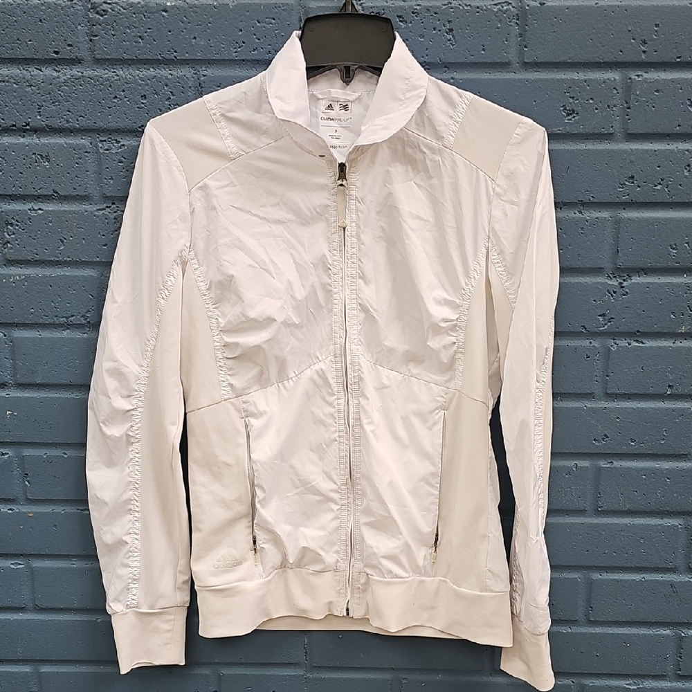White Adidas Climaproof  Zip-Up Golfing Jacket Size Small.